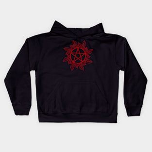 Red Leafy Pentagram Kids Hoodie